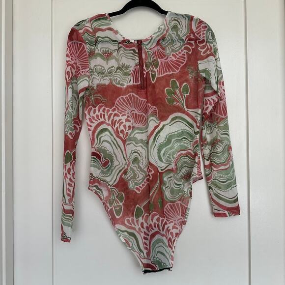 NWT Andrea Iyamah Womens Multi Mushroom Print Elle Mesh Leotard Bodysuit Size XL - Picture 4 of 6